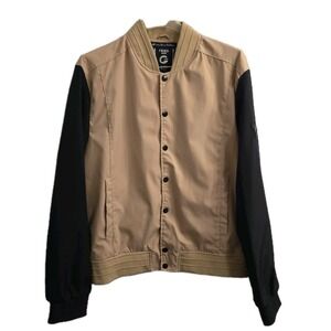Fried Denim NYC Varsity Style Jacket Black & Tan Size XL EXCELLENT